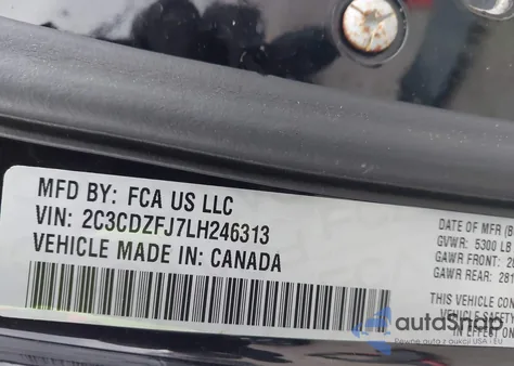 2020 Dodge Challenger R/T Scat Pack Widebody z USA, uszkodzony, nr VIN 2C3CDZFJ7LH246313